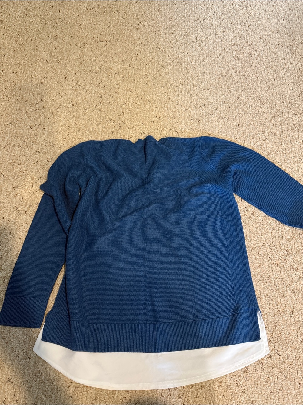 Hilary Radley Blue Sweater Top with White Layered Hem - Picture 4 of 5